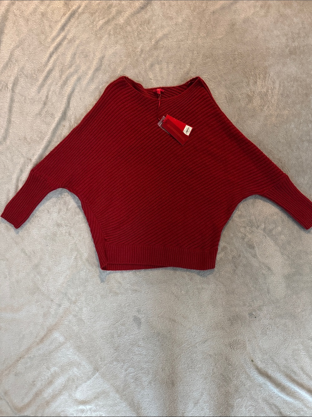 NWT XL Jennifer Lopez diagonal Ribbed Ruby Red Sweater